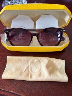 Swarovski Brown Gradient Cat-Eye Sunglasses with Crystal Accents